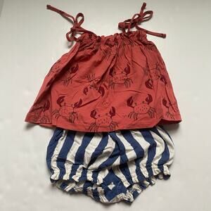 Tea Collection Crab Tank Top & Blue Stripe Bloomers Outfit